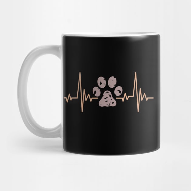 Cat Paw Print Heartbeat Design, Cute Cat Lover Gift by Monday Cattitude